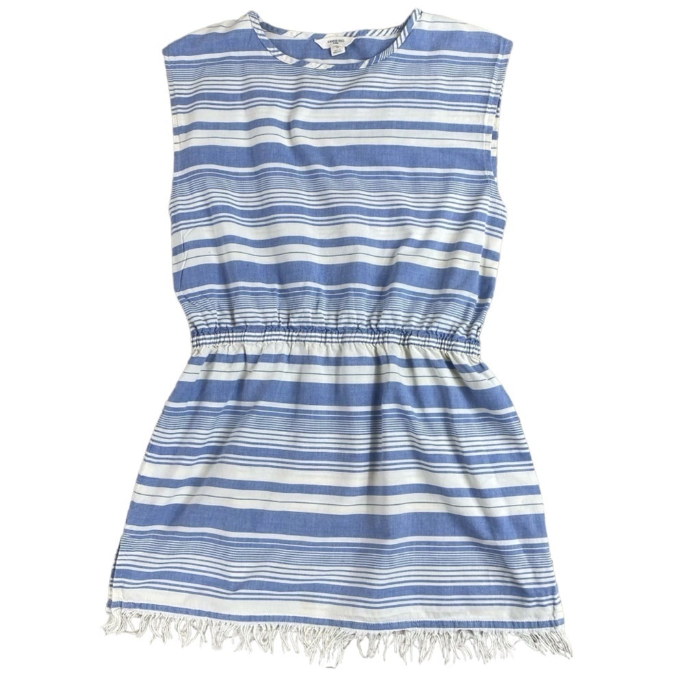 Lands’ End Girl’s Blue White Striped Nautical Beachy 100% Cotton Dress Sz 14‎